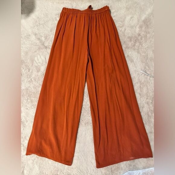 Pull & Bear tie front rust orange palazzo pants - Picture 5 of 6
